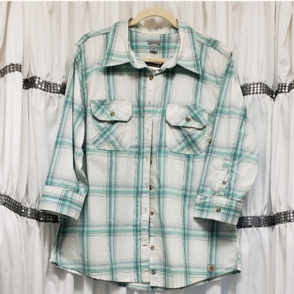 Carhartt White and Green Plaid Shirt - Picture 3 of 8